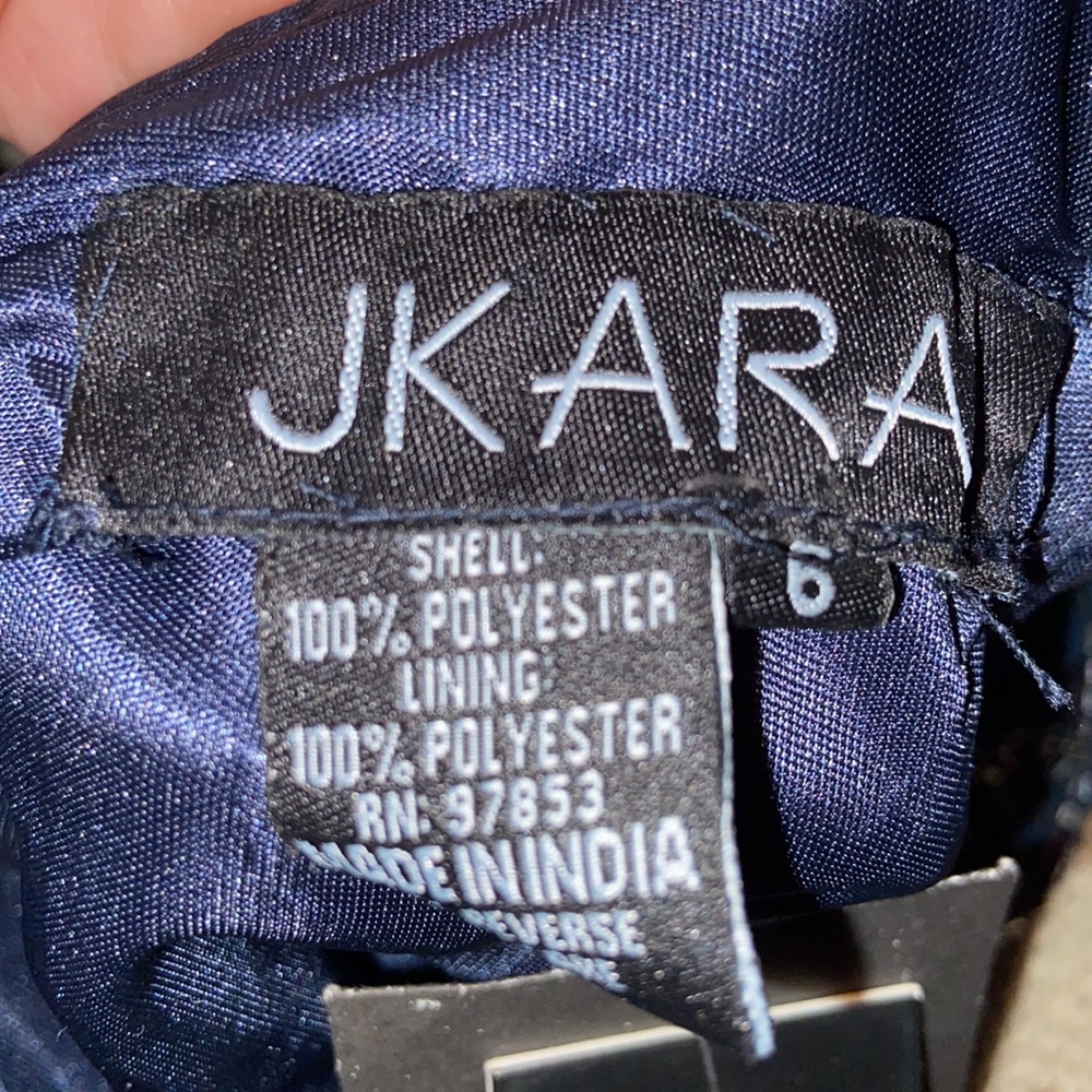 Nwt JKara  Navy Chiffon Embellished Evening Dress Gown - Picture 14 of 14